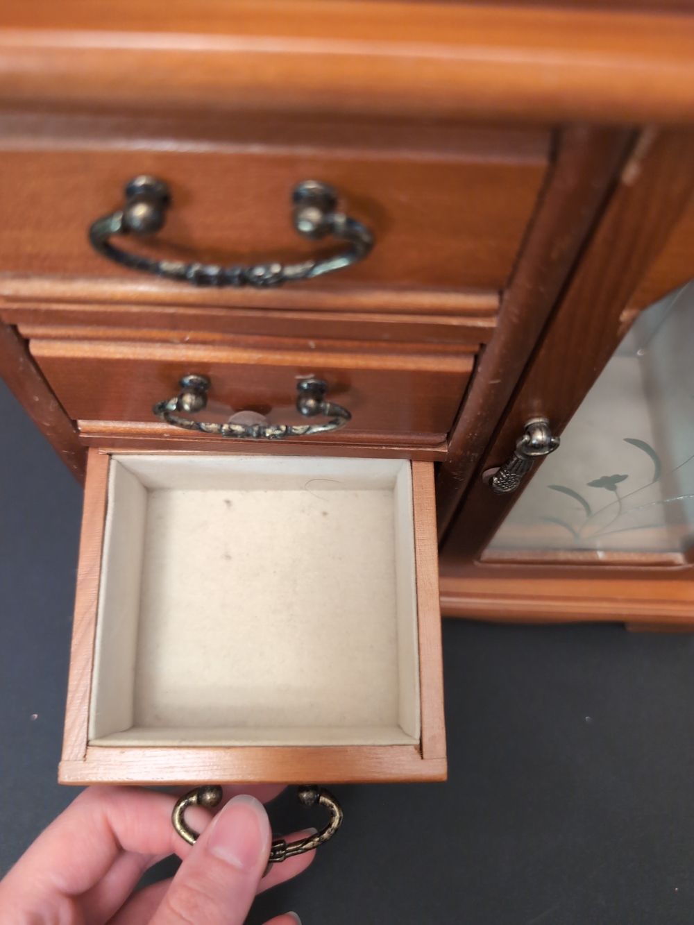 Wood Finish Jewelry Armoire with Glass Door - Brown - Picture 6 of 14